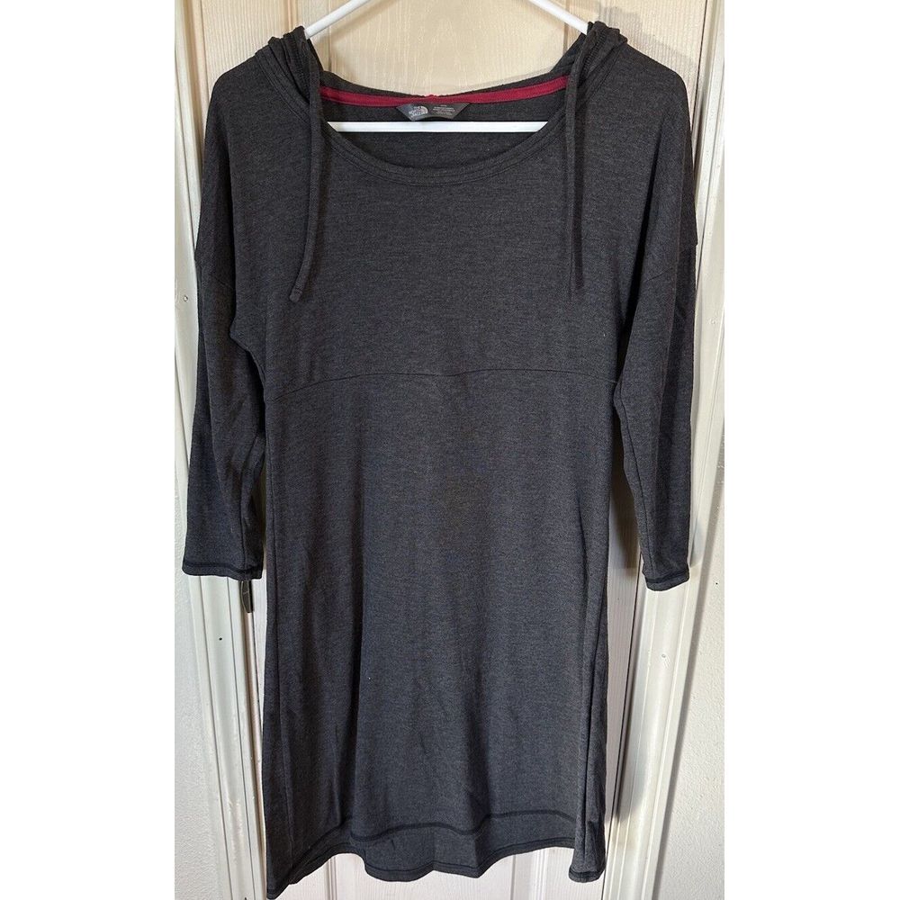 The North Face Womens Med Half Sleeve Grey Hooded Shirt Dress
